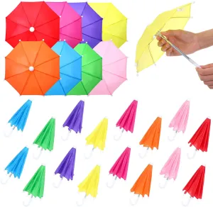 Jenaai 24 Pcs 10.8 Inch Multicolor Mini Umbrellas for Decorations Small Colorful Rainy Umbrella Decorations Miniature for Boys Girl Dolls Home Accessories (Cute Style)