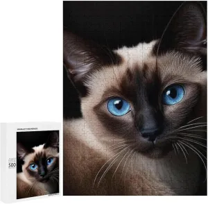 Jigsaw Puzzle 500 Pieces Puzzle for Adults, Cute Siamese cat Minimalist Style Puzzle Puzzle Game, Puzzle Toys Wonderful Puzzle Gifts and Birthday Gift