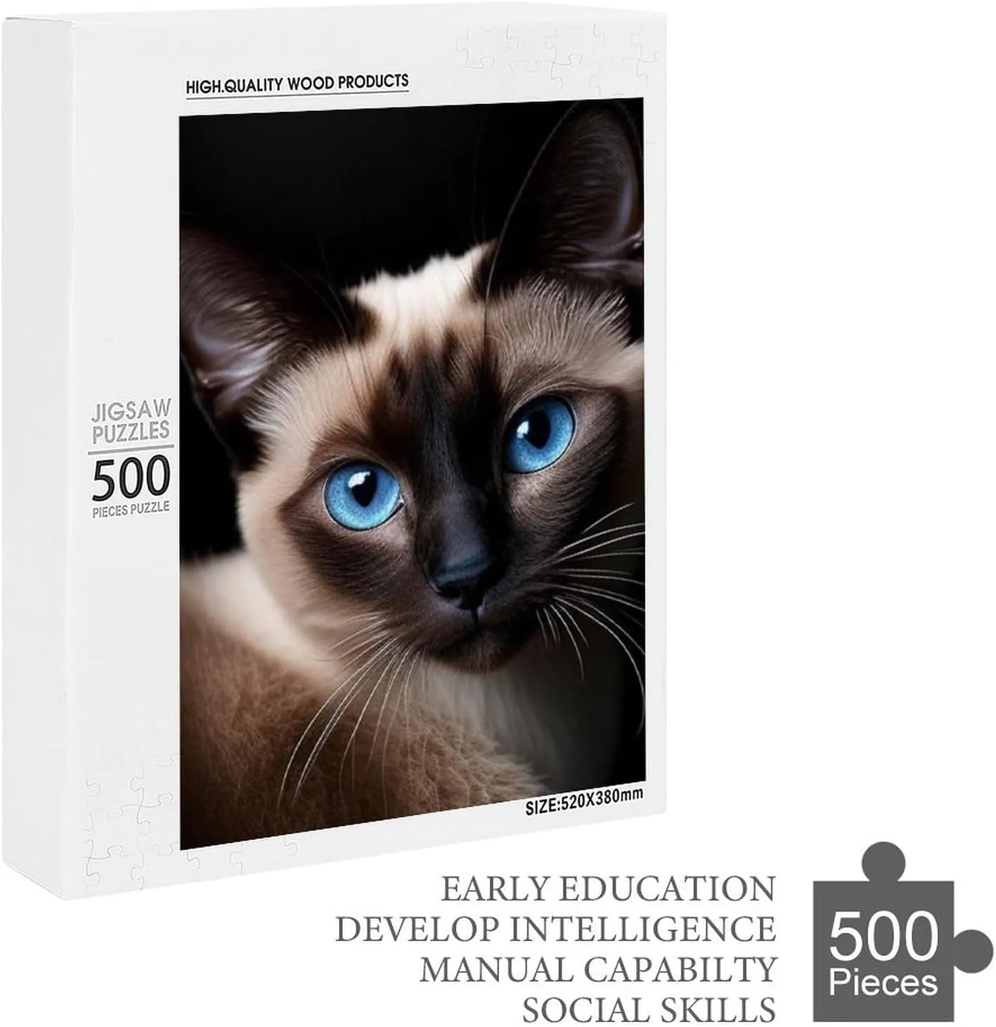 Jigsaw Puzzle 500 Pieces Puzzle for Adults, Cute Siamese cat Minimalist Style Puzzle Puzzle Game, Puzzle Toys Wonderful Puzzle Gifts and Birthday Gift