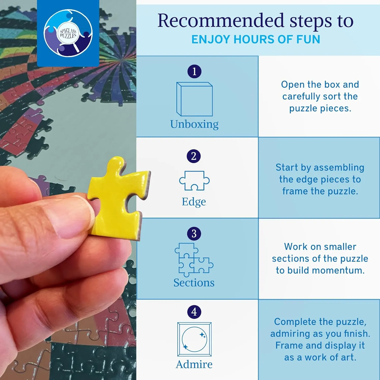 Jigsaw Puzzles for Adults 1000 Pieces Hard Puzzles for Adults and Kids - Unique Toy Round Colorful Rainbow Adult Puzzles - Difficult Near Impossible Puzzle Retro Tie Dye Heart by Spyglass Puzzles