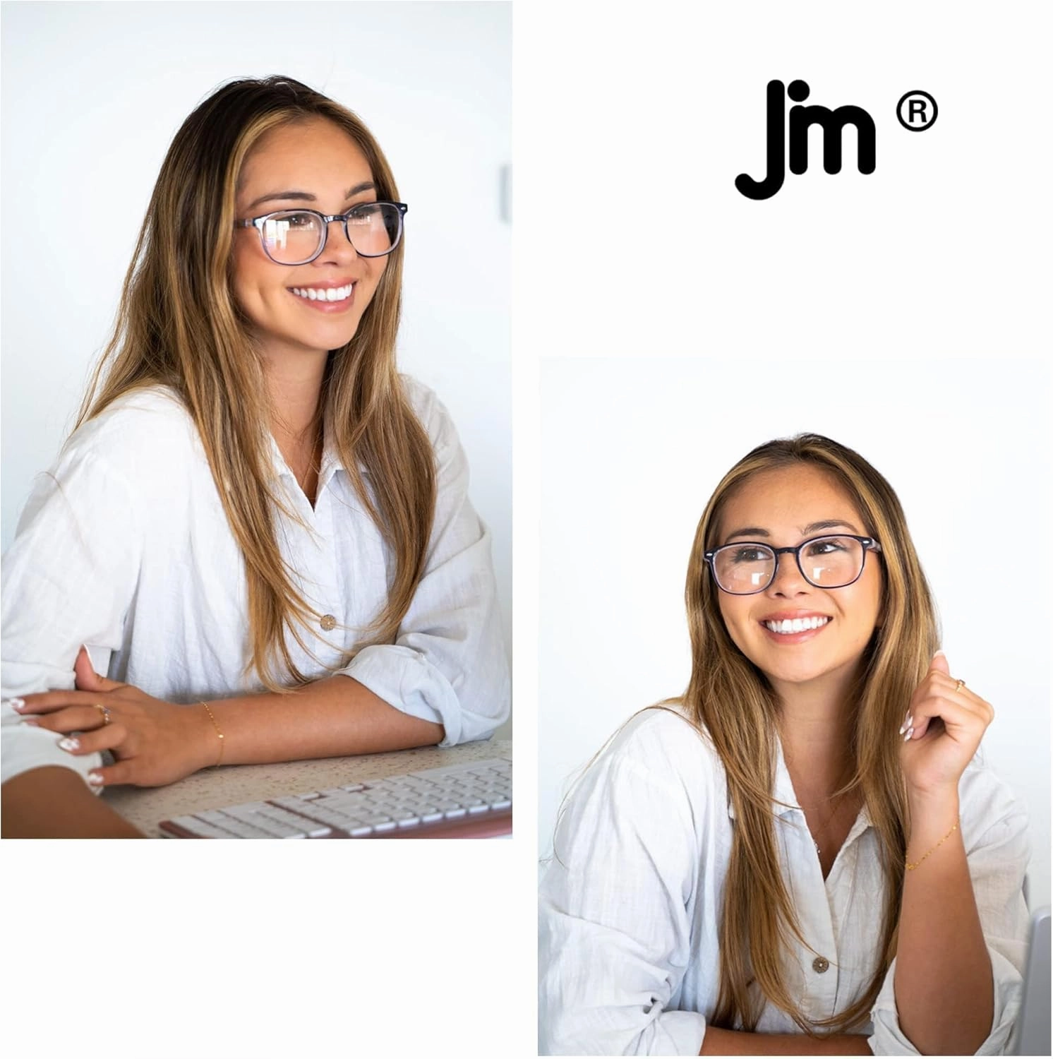 JM 4 Pack Square Reading Glasses, Spring Hinge Readers for Men Women, Mxied Color  1.0