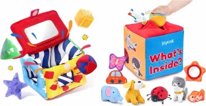 JoyCat Baby Toys 6-12 Months - Mystery Soft Box with 10 Sensory Objects Baby Toys 6-12 Months, Soft Shape Sorter Toy