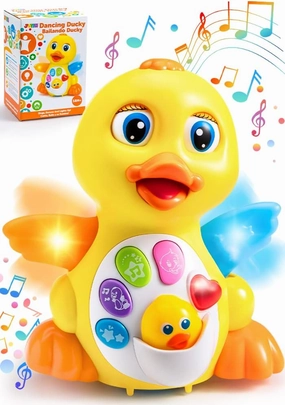 JOYIN Baby Toys Duck, Infant Dancing Crawling Musical Toys 18  Months, Tummy Time Light Up Learning Duck with Music & Lights, Baby Easter Basket Stuffers Gifts