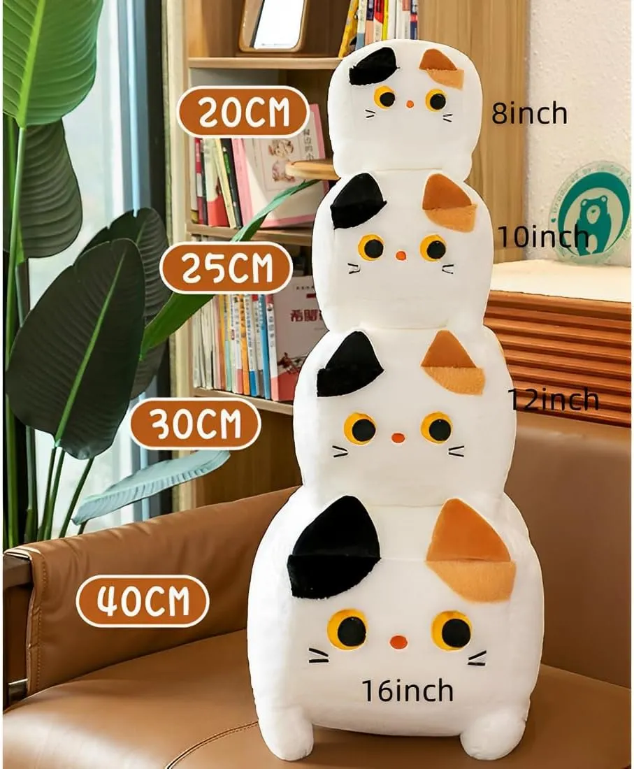 JPORSHU 12'' Cute Block Cat Plush Toys，Soft Cat Pillow Plushies，Cat Stuffed Animals Kawaii Plush Toys Home Decoration for Boys and Girls Toddlers Birthday Gifts