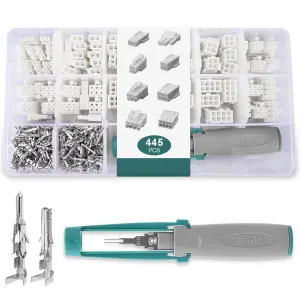 JRready ST6490 Dual Row 2 4 6 8 Pin Connector kit,w/Terminal Pin 18-24 AWG,Molex Extraction Tool,Compatible with Molex Mini-Fit Jr. Connector,4.2mm Pitch,Free Hanging