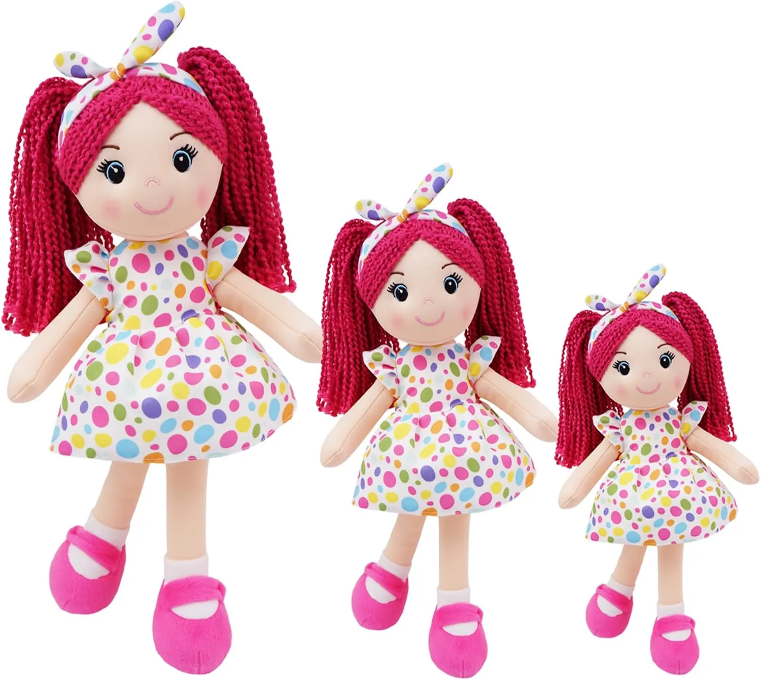 June Garden 14" Snuggle Cuties Sophie - Soft Cuddly Plush Doll Gift for Girls - Huggable Rag Doll - Pink M