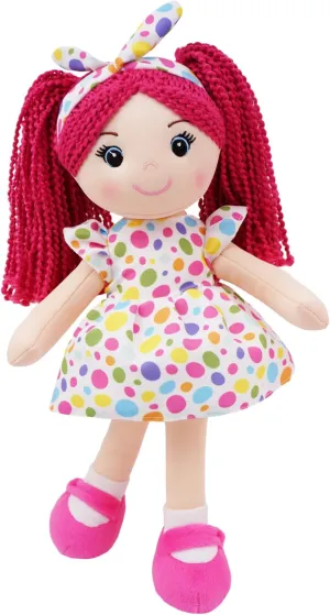 June Garden 14" Snuggle Cuties Sophie - Soft Cuddly Plush Doll Gift for Girls - Huggable Rag Doll - Pink M