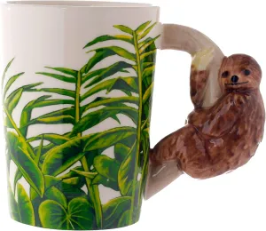 Jungle Explorer Sloth Ceramic Shaped Handle Tea Coffee Mug - Funny Home Accessories - Cute Gifts for Girlfriend - Large Mugs for Men Women Hot Drinks Cups Presents Secret Santa Gift Cup Set
