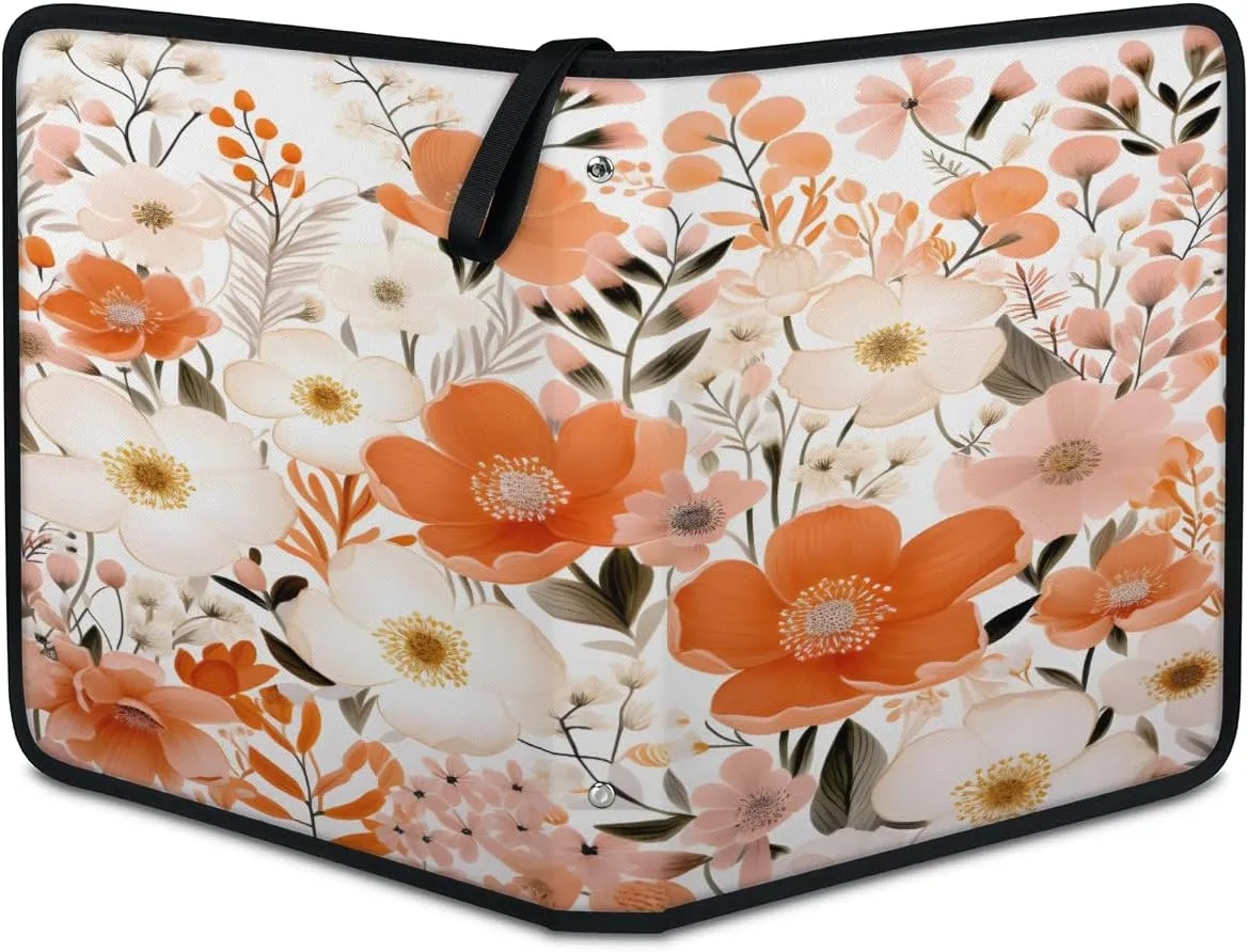 Jungle Flower 3 Ring Trading Zipper Binder Strap, Trading Card Binder 9 Pocket, 900 Pockets Card Holder with 50 Removable Sleeves for Game Cards