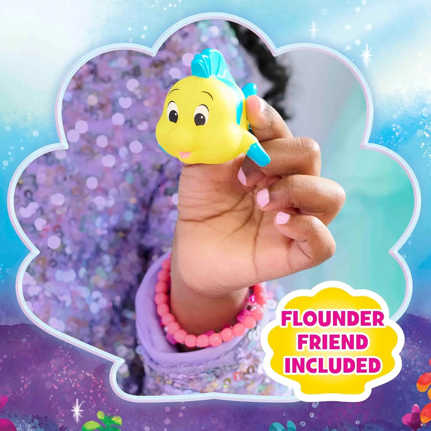 Just Play Disney Junior Bubbles Fun Ariel Doll and Accessories Amazon Exclusive, 8-Pieces, Kids Toys for Ages 3 Up