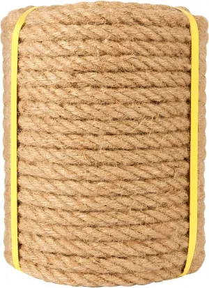 Jute Rope (1/2inchX 100ft) Twisted Hemp Rope for Crafts， Landscaping, Home Décor, and Gardening, Strong and Durable,Suitable for Indoor and Outdoor use