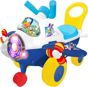Kiddieland: Activity Plane: Donald Duck - Disney Light & Sound Foot-to-Floor Vehicle, Interactive Dashboard, Propellers, Parent Handle, Toddlers 12mo 