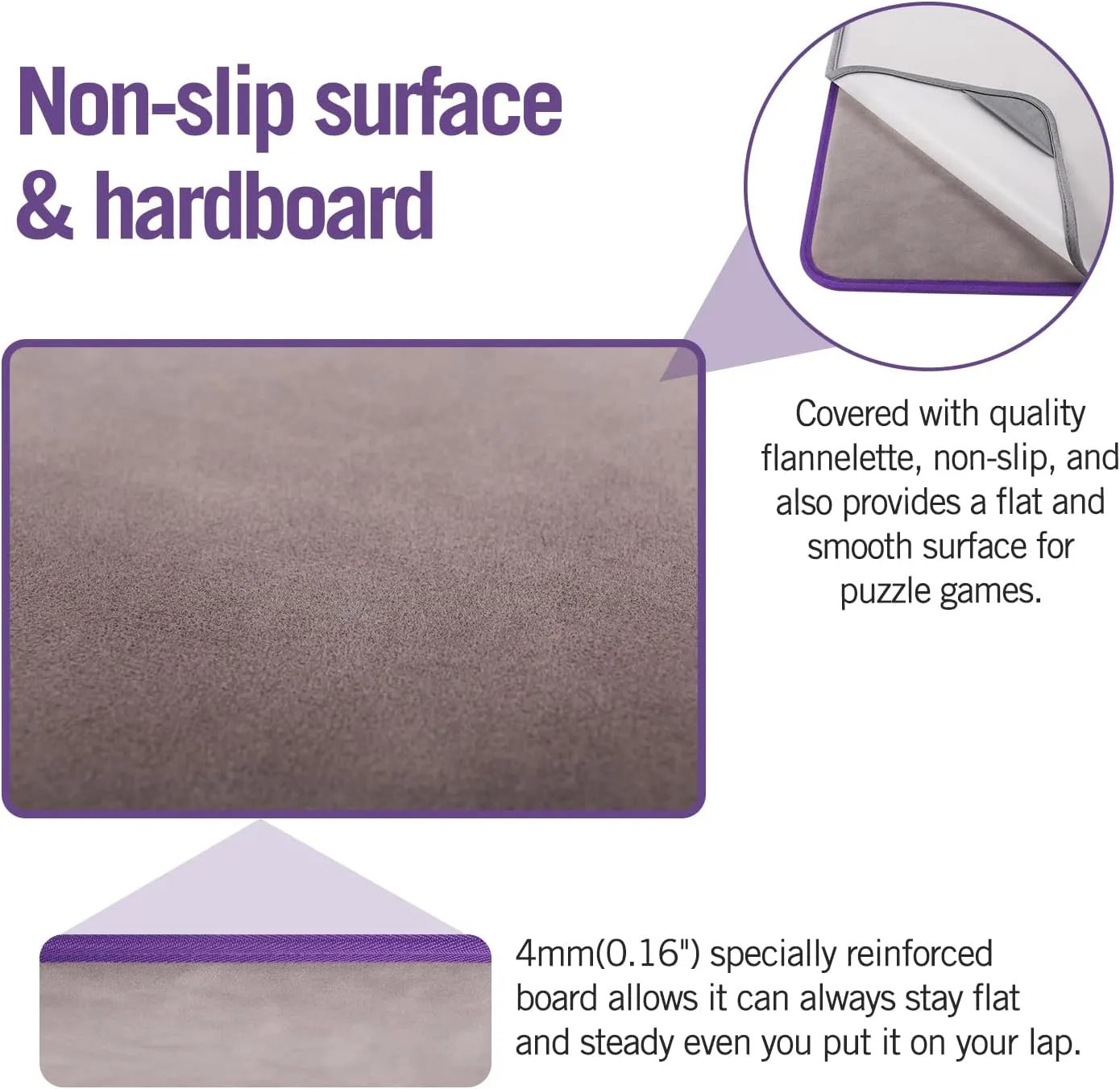 Kidoodler Jigsaw Puzzle Board with Cover & Sorting Trays | 33x22 Portable Puzzle Mat for 1000 pcs with 4 Foldable Sorting Trays | 4mm Reinforced Hardboard | Non-Slip Surface | Purple