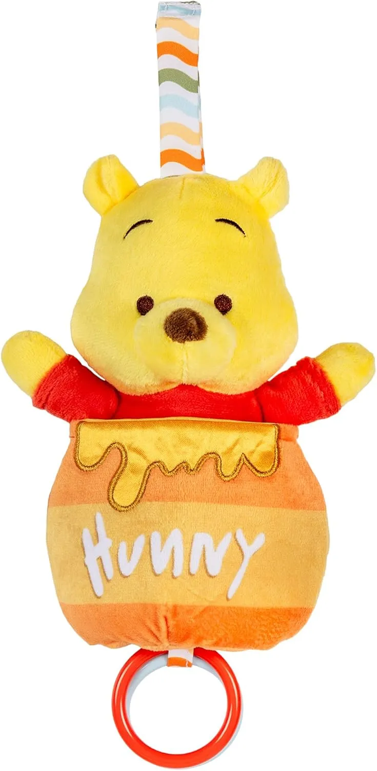KIDS PREFERRED Disney Baby Winnie The Pooh Pulldown Honeypot Ziggle Multi Sensory Activity Toy with Pull Down Rings for a Jiggle and On The Go Fun