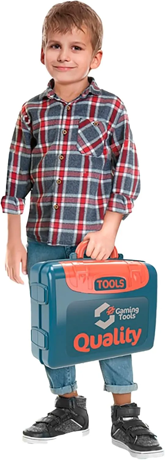 Kids Tool Set — 3 in 1 Portable Workbench & Suitcase Playset, Compact Construction Kit with Pretend Tools, Storage & Travel Design for Boys Ages 3 