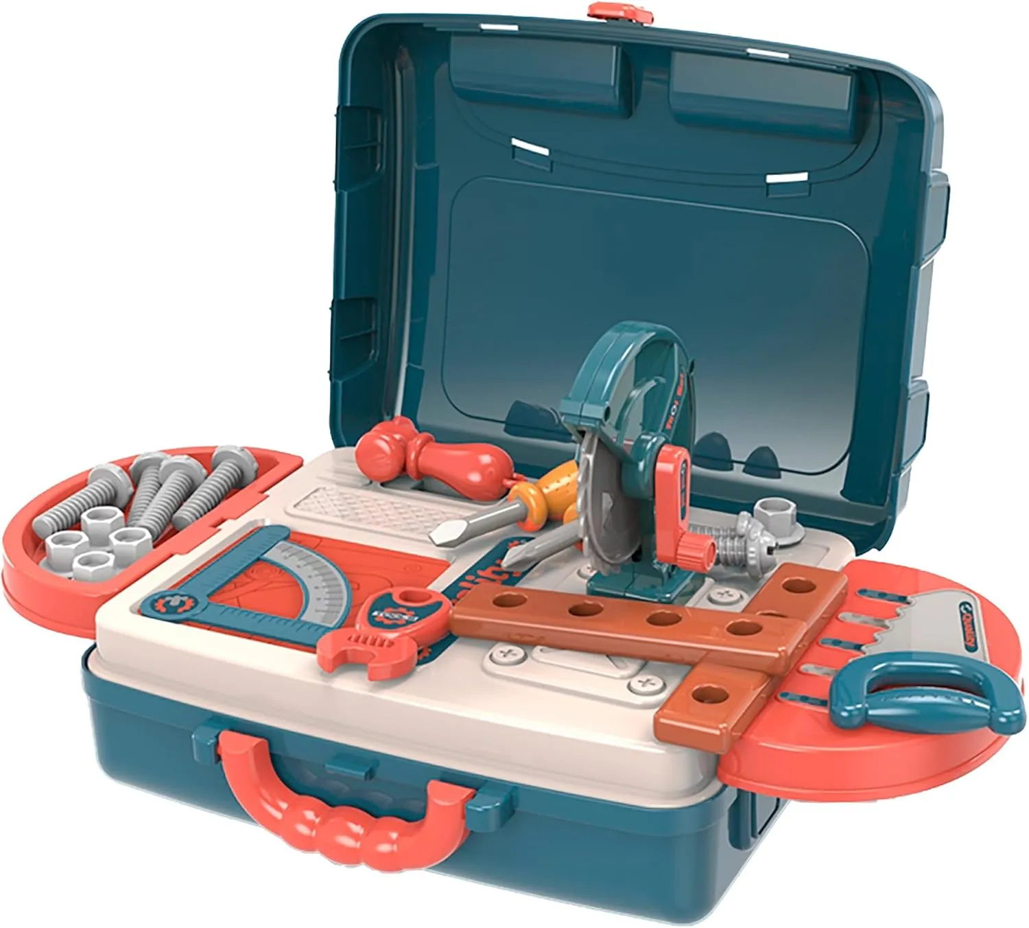 Kids Tool Set — 3 in 1 Portable Workbench & Suitcase Playset, Compact Construction Kit with Pretend Tools, Storage & Travel Design for Boys Ages 3 