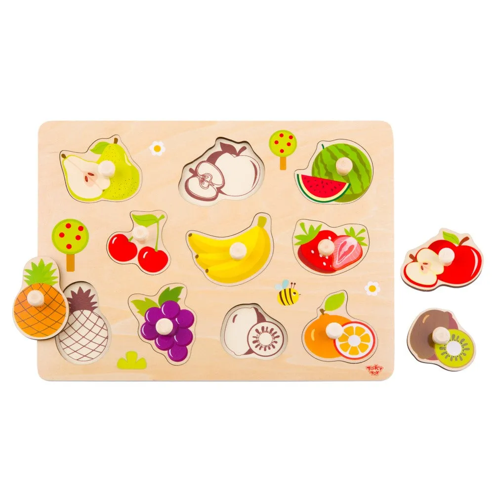 Kids Wooden Fruits Peg Puzzle Shape Sorter