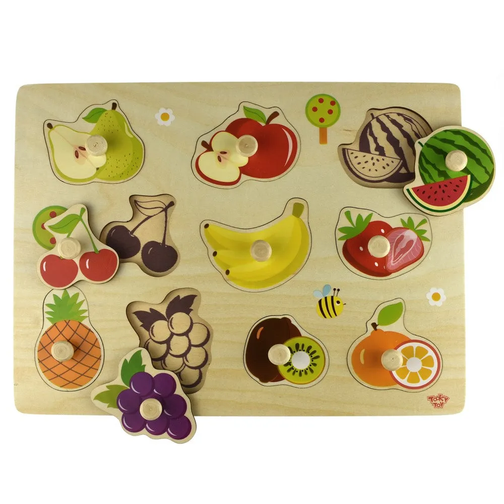 Kids Wooden Fruits Peg Puzzle Shape Sorter