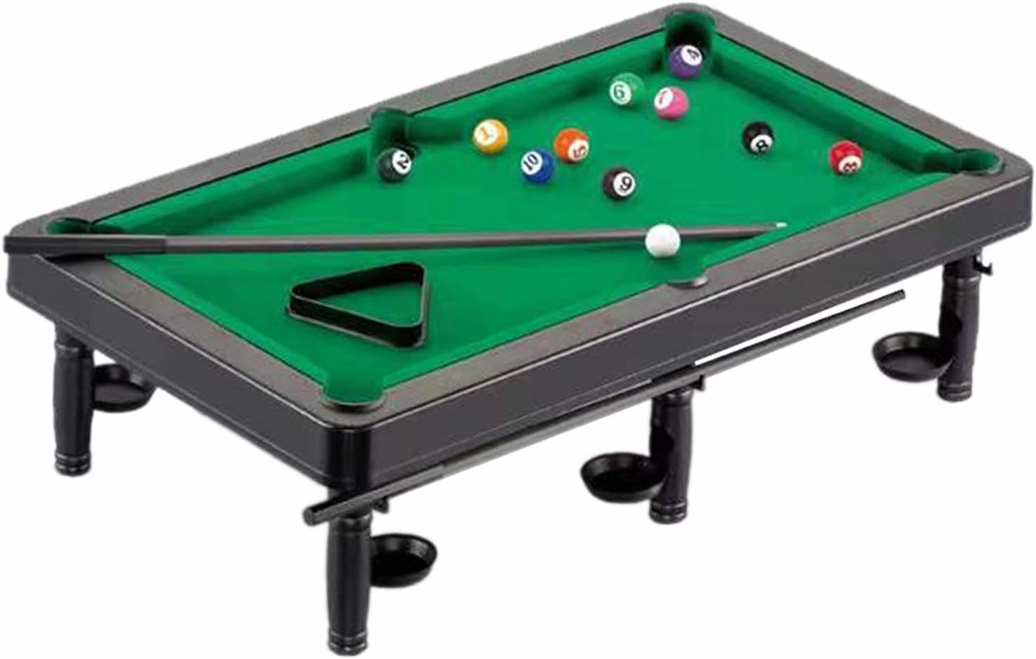 Kids Pool Table Set Desktop Snooker 10 Colorful Balls, 1 Cue Ball Game Toy Small Tabletop Billiards for Living Room Playroom