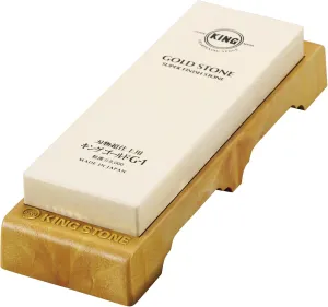 King Gold Whetstone with Stand - 8000 Grit - for Final Super Finishing - Made in Japan, Regular Size, White