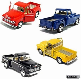 KiNSMART 1955 Chevrolet Stepside Pickup Truck 5 Inch 1:32 Scale Die Cast Metal Little Truck (-4Set)