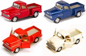 KiNSMART 1955 Chevrolet Stepside Pickup Truck 5 Inch 1:32 Scale Die Cast Metal Little Truck (-4Set*)