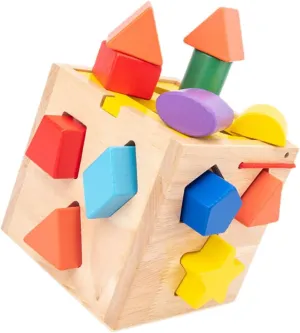 Kisangel 1 Set Box Shape Matching Educational Geometric Building Blocks for Preschoolers Natural Portable Storage Box Enhances Parent Interaction Improves Sorting Skills