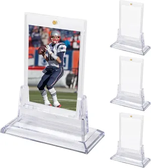 Klmnop 6 Pack Magnetic Card Holders for Trading Card, 35pt Hard Card Display Case with Card Stands，Clear Trading Cards Protector for Baseball Football Sports Card(Clear)