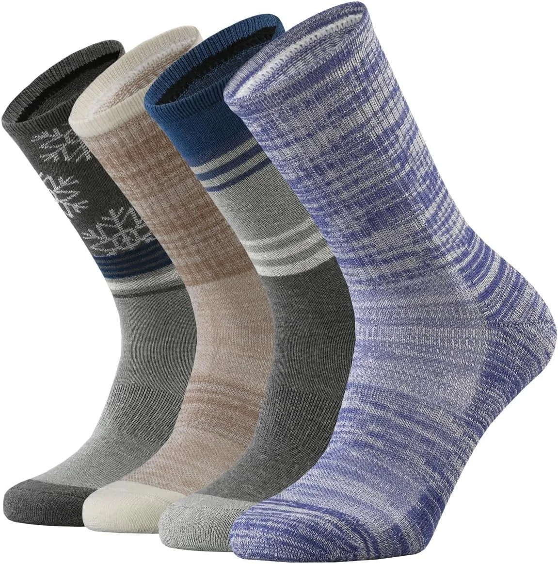 KMM Women's Merino Wool Cushion Crew Socks for Ladies Outdoor Hiking Hike Trail Casual Stylish Colorful Light Dry Soft comfy