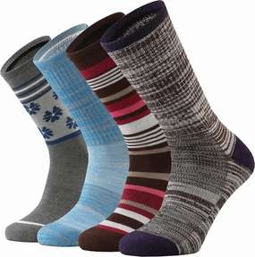 KMM Women's Merino Wool Cushion Crew Socks for Ladies Outdoor Hiking Hike Trail Casual Stylish Colorful Light Dry Soft comfy