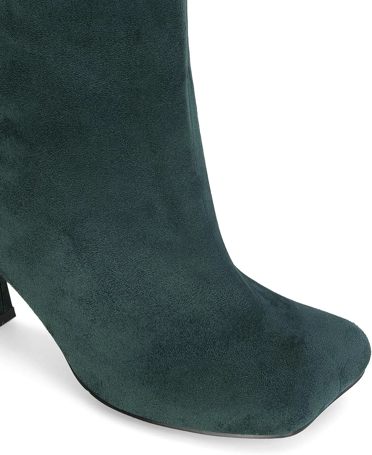 Knee High Boots for Women Faux Suede Wide Calf Square Toe Tall Stiletto Heels Long Fall Pull on Fashion Casual Cute