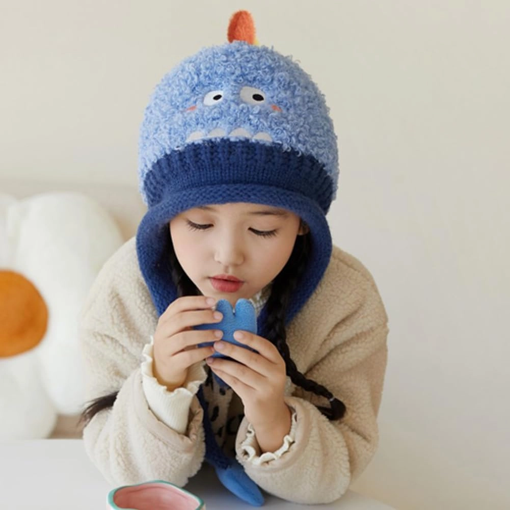 Knit Hats Winter Fleece Lining Skiing Winter Caps for Boys Girls Cute Animal Character with Warm Ear Flap