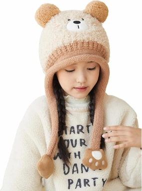 Knit Hats Winter Fleece Lining Skiing Winter Caps for Boys Girls Cute Animal Character with Warm Ear Flap