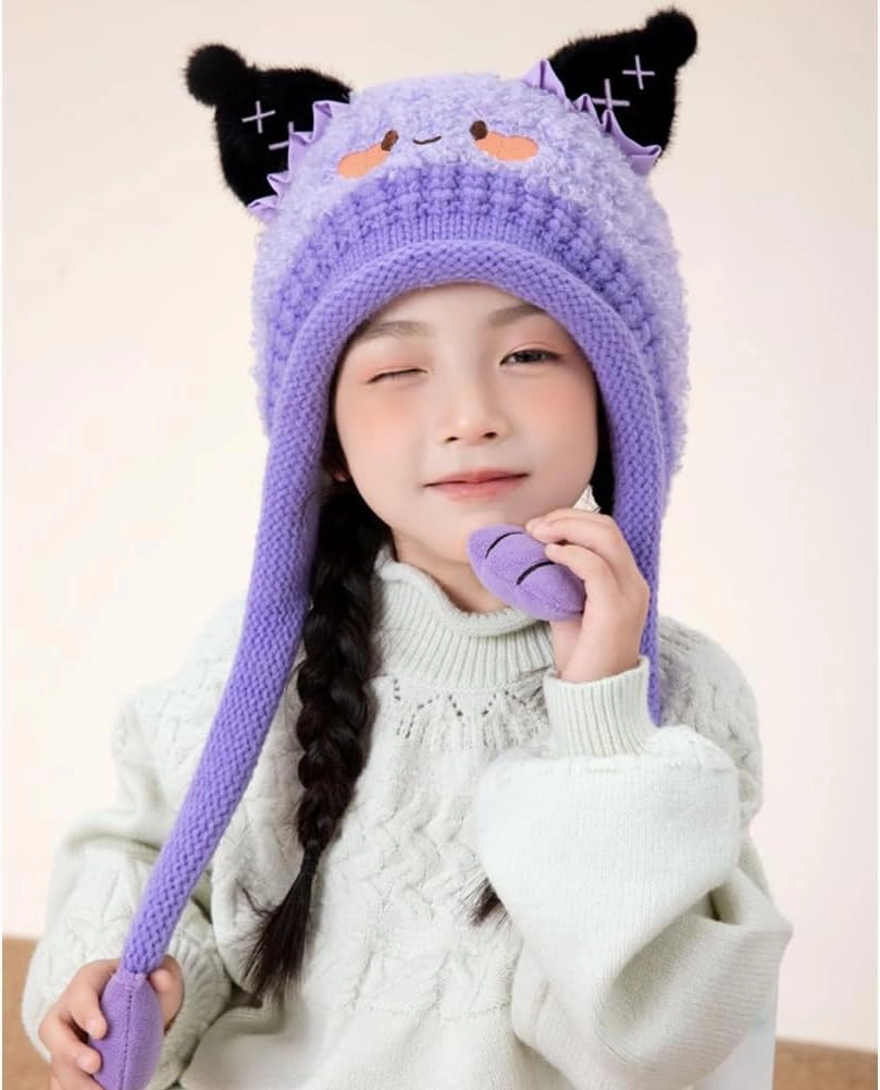 Knit Hats Winter Fleece Lining Skiing Winter Caps for Boys Girls Cute Animal Character with Warm Ear Flap