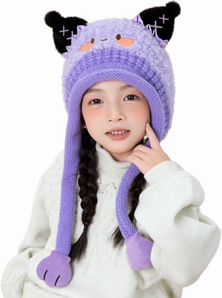 Knit Hats Winter Fleece Lining Skiing Winter Caps for Boys Girls Cute Animal Character with Warm Ear Flap