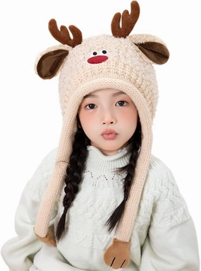Knit Hats Winter Fleece Lining Skiing Winter Caps for Boys Girls Cute Animal Character with Warm Ear Flap