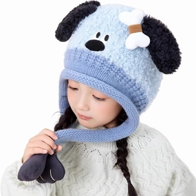 Knit Hats Winter Fleece Lining Skiing Winter Caps for Boys Girls Cute Animal Character with Warm Ear Flap
