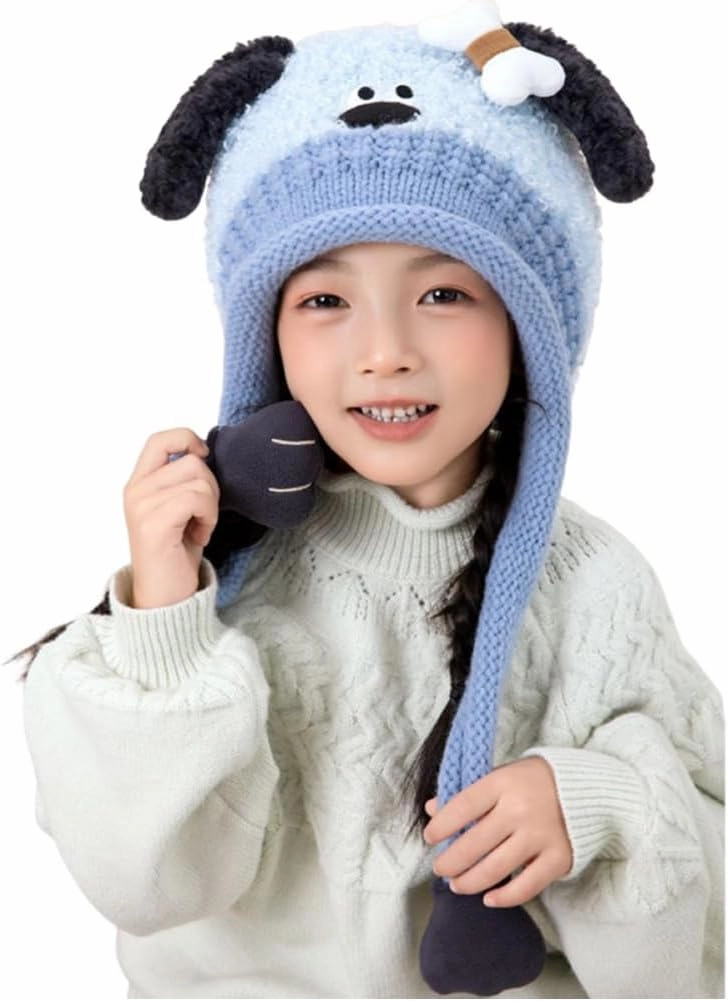 Knit Hats Winter Fleece Lining Skiing Winter Caps for Boys Girls Cute Animal Character with Warm Ear Flap
