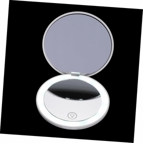 KOHARA White Folding Cosmetics Mirror Shine Small Magnification Mirror Pocket fold with Lights Glass Pocket Mirror Small Mirror Folding Mirror Folding Pocket Mirror