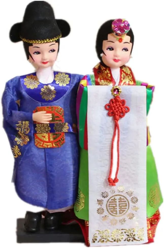 Korean Beauty Hanbok Dolls Korean Traditional Bride Groom Wedding Doll Figurines Basic Wedding Gift Marriage Couple Dolls (1)