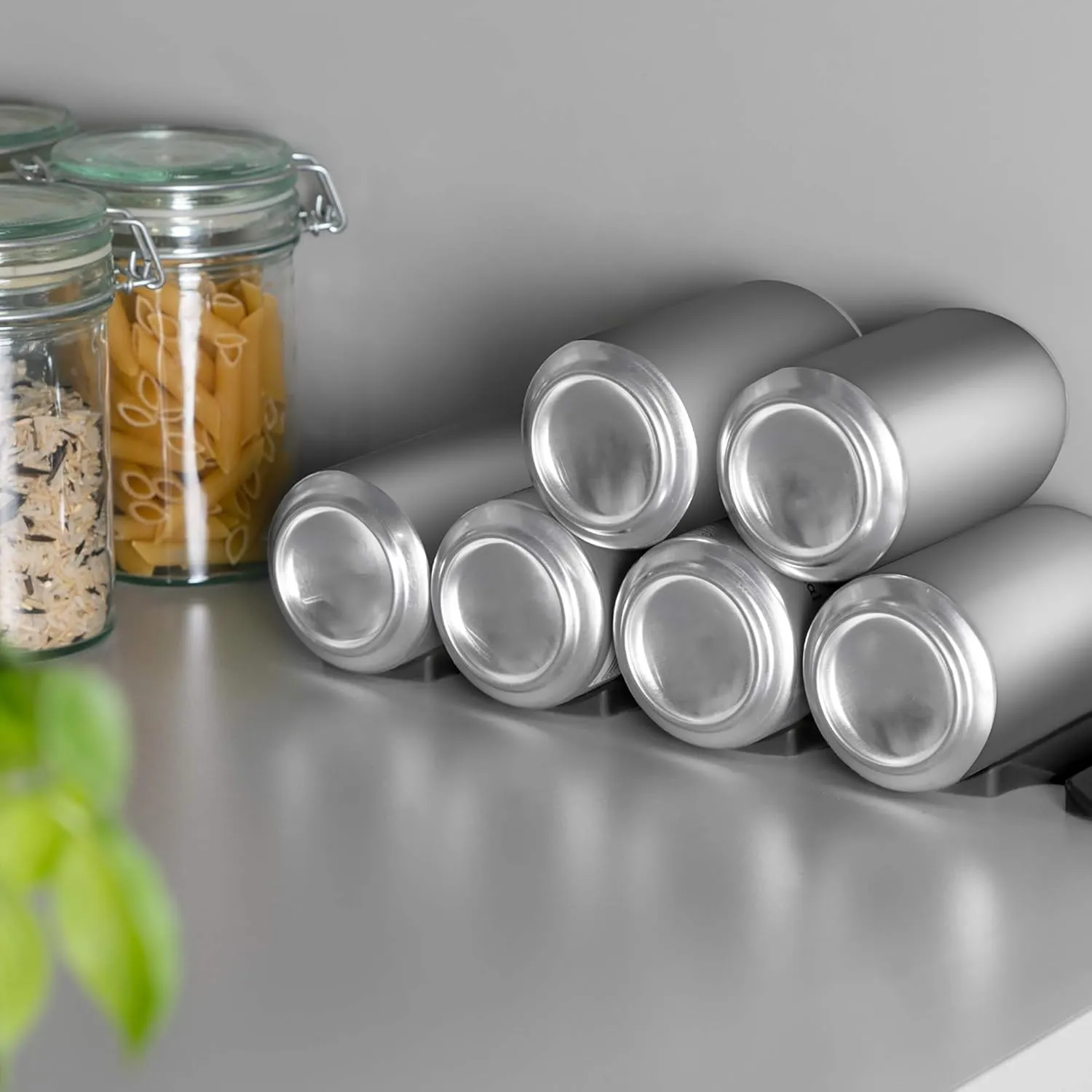 kwmobile Silicone Bottle Stacking Mat (Set of 2) - Refrigerator Organizer Holder Rack to Stack Bottles, Cans, Beer, Soda - Black