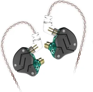 KZ ZSN Earphone with 1BA and 1DD, High Fidelity in Ear Earbuds High Resolution in Ear Monitor Headphone 0.75mm 2 pin Cable, Noise Cancelling KZ Headphone (Cyan, NO Mic)