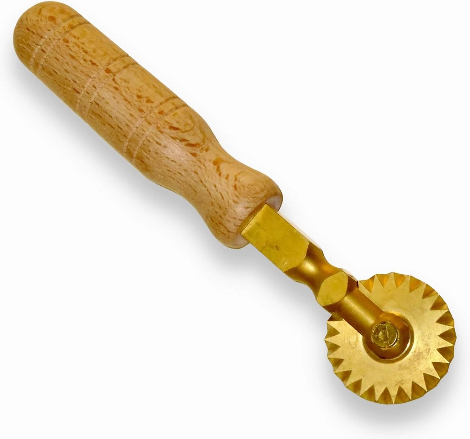 La Gondola Homemade Pasta Cutter - Festooned Wheel | Italian Pasta Making Tool for Home and Business | Brass & Natural Wood | Safe & Easy to Use Pasta Cutting Tool | Ravioli Cutter Made in Italy