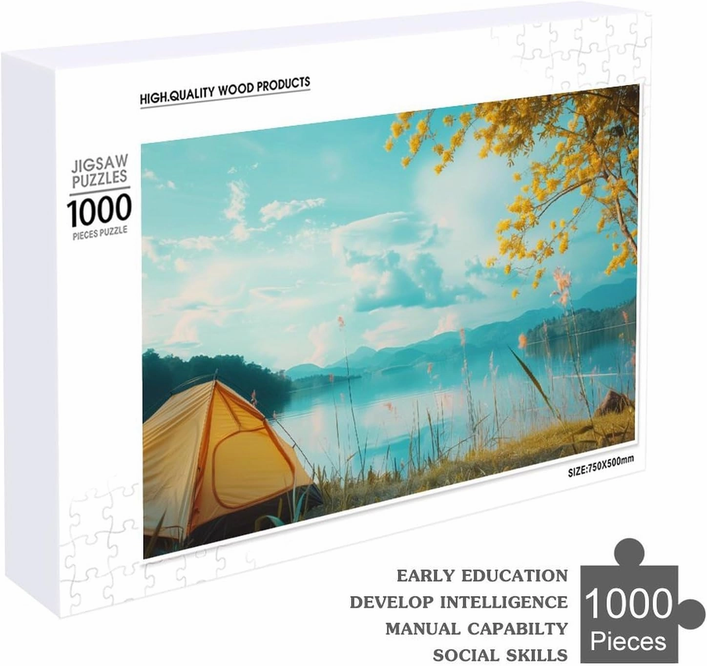 Lakeside Camping 1000 PCS Puzzle Fun and Challenging Activity and Artwork of Wooden Jigsaw Puzzle for Adults and Families