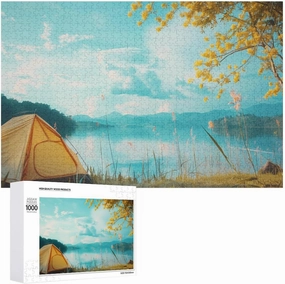 Lakeside Camping 1000 PCS Puzzle Fun and Challenging Activity and Artwork of Wooden Jigsaw Puzzle for Adults and Families