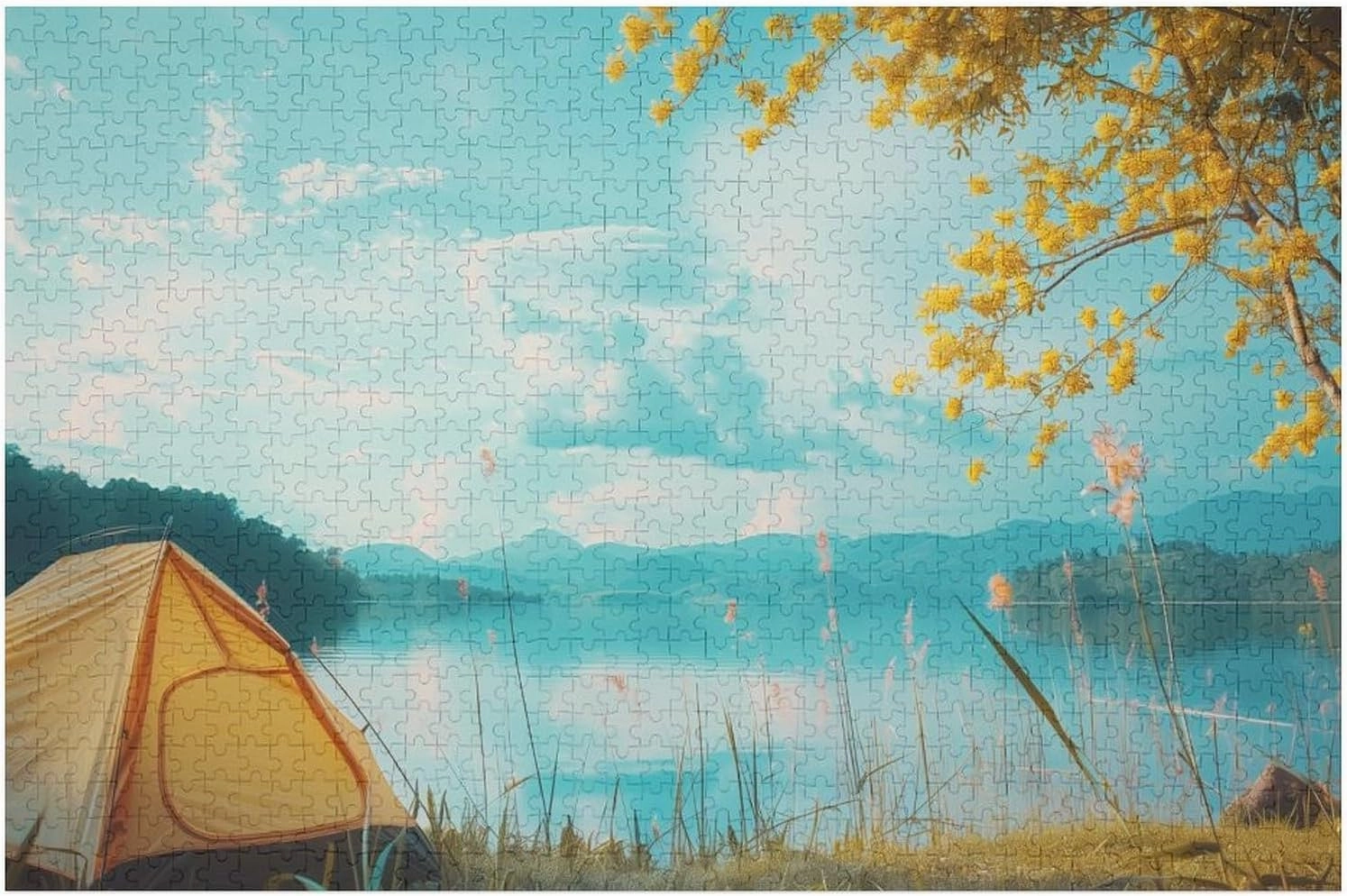 Lakeside Camping 1000 PCS Puzzle Fun and Challenging Activity and Artwork of Wooden Jigsaw Puzzle for Adults and Families