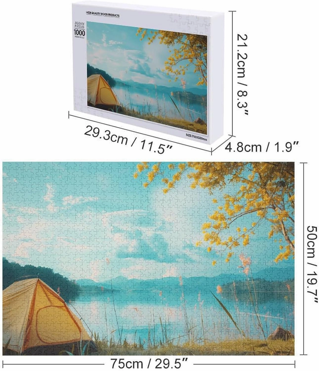 Lakeside Camping 1000 PCS Puzzle Fun and Challenging Activity and Artwork of Wooden Jigsaw Puzzle for Adults and Families