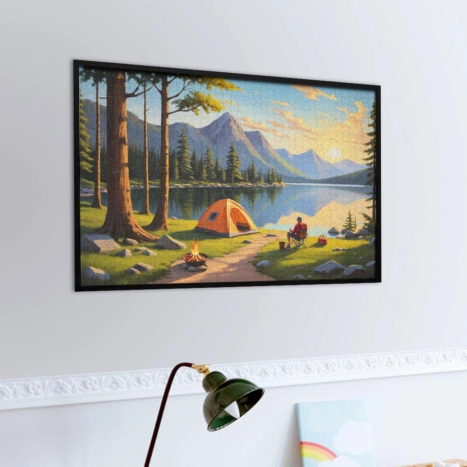 Lakeside Camping 1000 Peice Unique Shaped Wooden Puzzle for Adults and Kids Birthday Gift Family Game Jigsaw Puzzle for Adults Kids