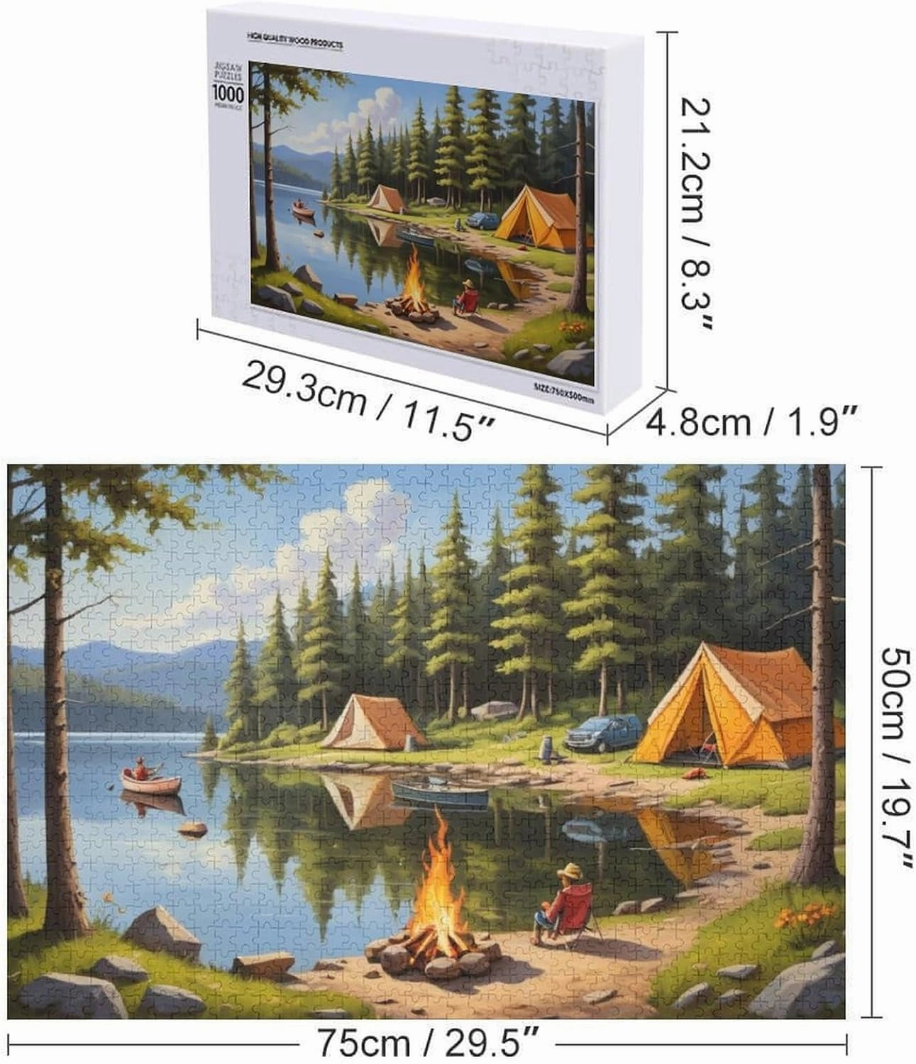 Lakeside Camping Impossible Puzzle for Adult and Kids Hard Challenge Puzzle Recycled 1000 PCS Jigsaw Puzzles Challenging Game Home Decor Birthday Party Gift