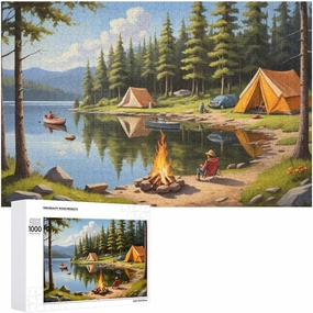 Lakeside Camping Impossible Puzzle for Adult and Kids Hard Challenge Puzzle Recycled 1000 PCS Jigsaw Puzzles Challenging Game Home Decor Birthday Party Gift